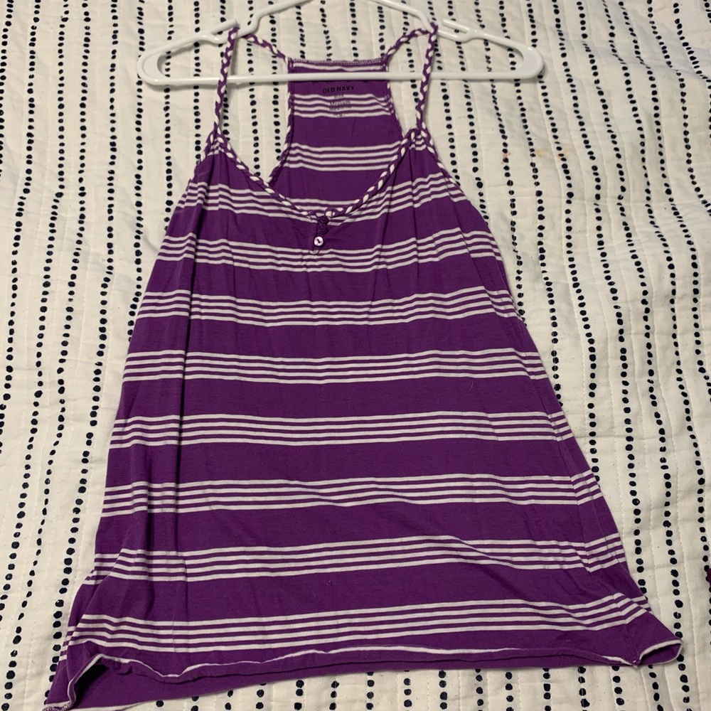 Old Navy purple and white stripped shirt